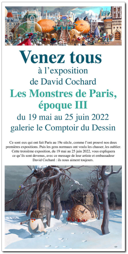 David Cochard : affiche exposition 2022 au Comptoir du Dessin