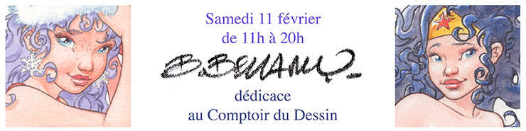 expo 2017 de Bellamy au Comptoir du Dessin, avec signature, pour la St-Valentin